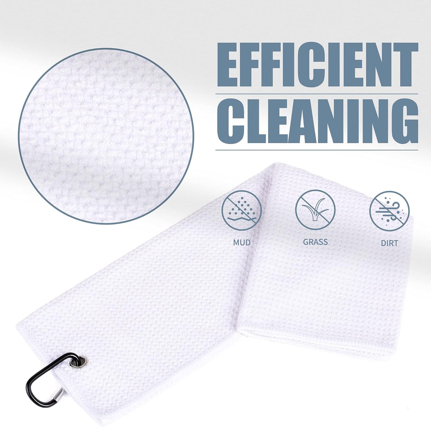 Mile High Life Golf Towels - Microfiber Waffle Pattern Tri-fold, Brush Tool Kit with Club Groove Cleaner with Retractable Cord and Clip, for Men Women, Golf Gift