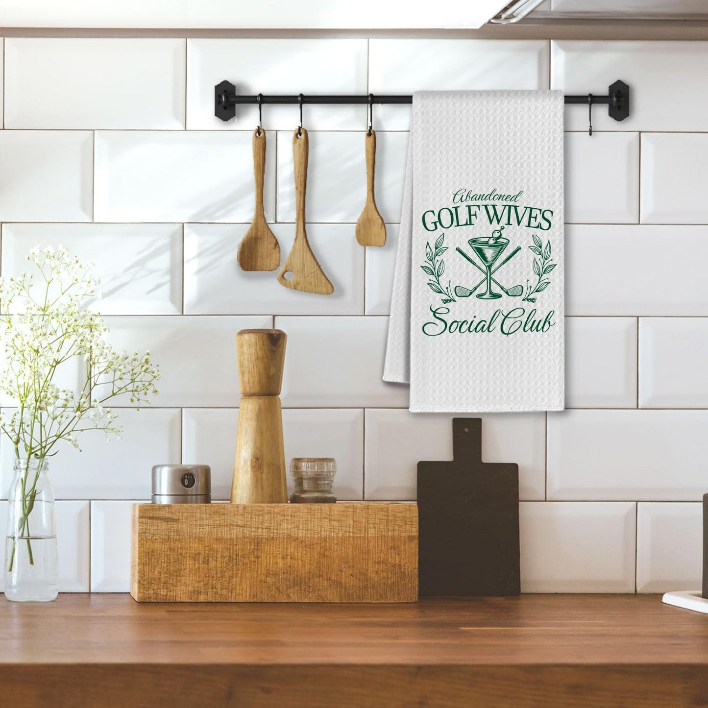 Golf Cocktail Kitchen Towels, Gifts for Martini Cocktail Lovers, Green Golf Lover Gifts Dish Tea Hand Towels for Bathroom Kitchen Decor, 16x24 Inch