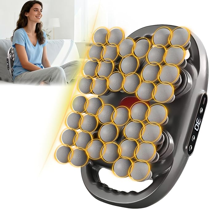 Back Massager with Heat, 42 Heads Hands-Free Electric Back Massager, with 9 Modes & 9 Levels Deep Tissue Massage Gun for P...