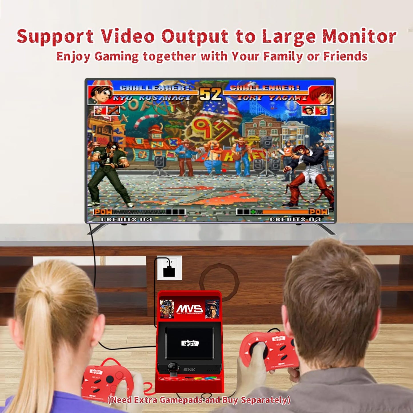UNICO MVS Mini Home Arcade Machine, 45 Pre-Loaded Classic Games:10 KOF / 5 Metal SLUG / 7 Fatal Fury / 6 Samurai SHODOWN and More, 3.5inch Screen, HDMI and Gamepads Port