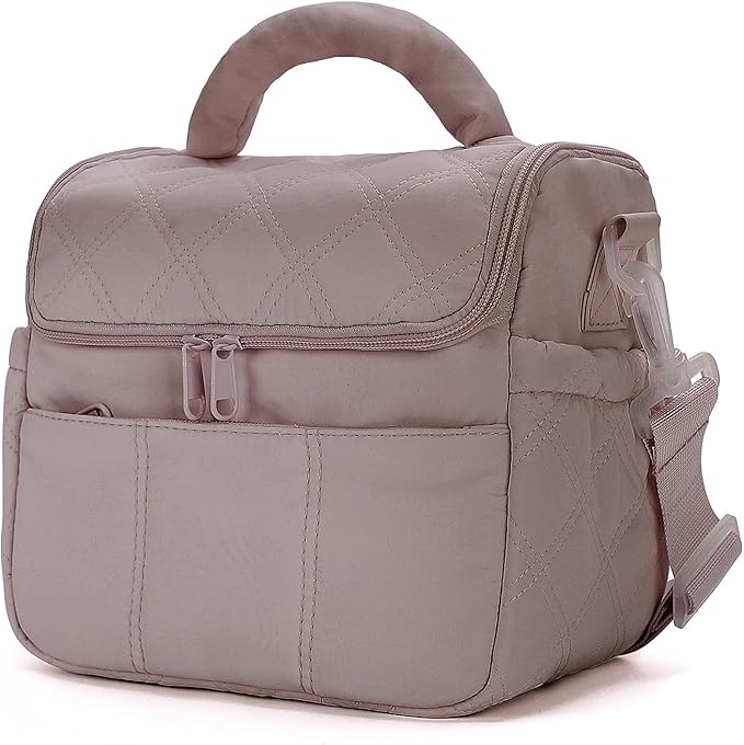 Insulated Lunch Bags, Cute Quilted Lunch Box for Women, Lightweight Puffy Padded Waterproof Lunch Tote, Reusable Lunch Cooler for Work Picnic Travel