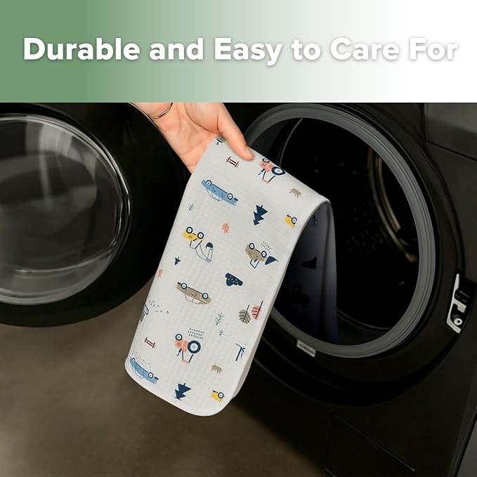 haakaa Waterproof Changing Pad Liners, 100% Cotton, Soft & Breathable (2pcs, 13" x 27.5" Construction Crew+Dino Land)