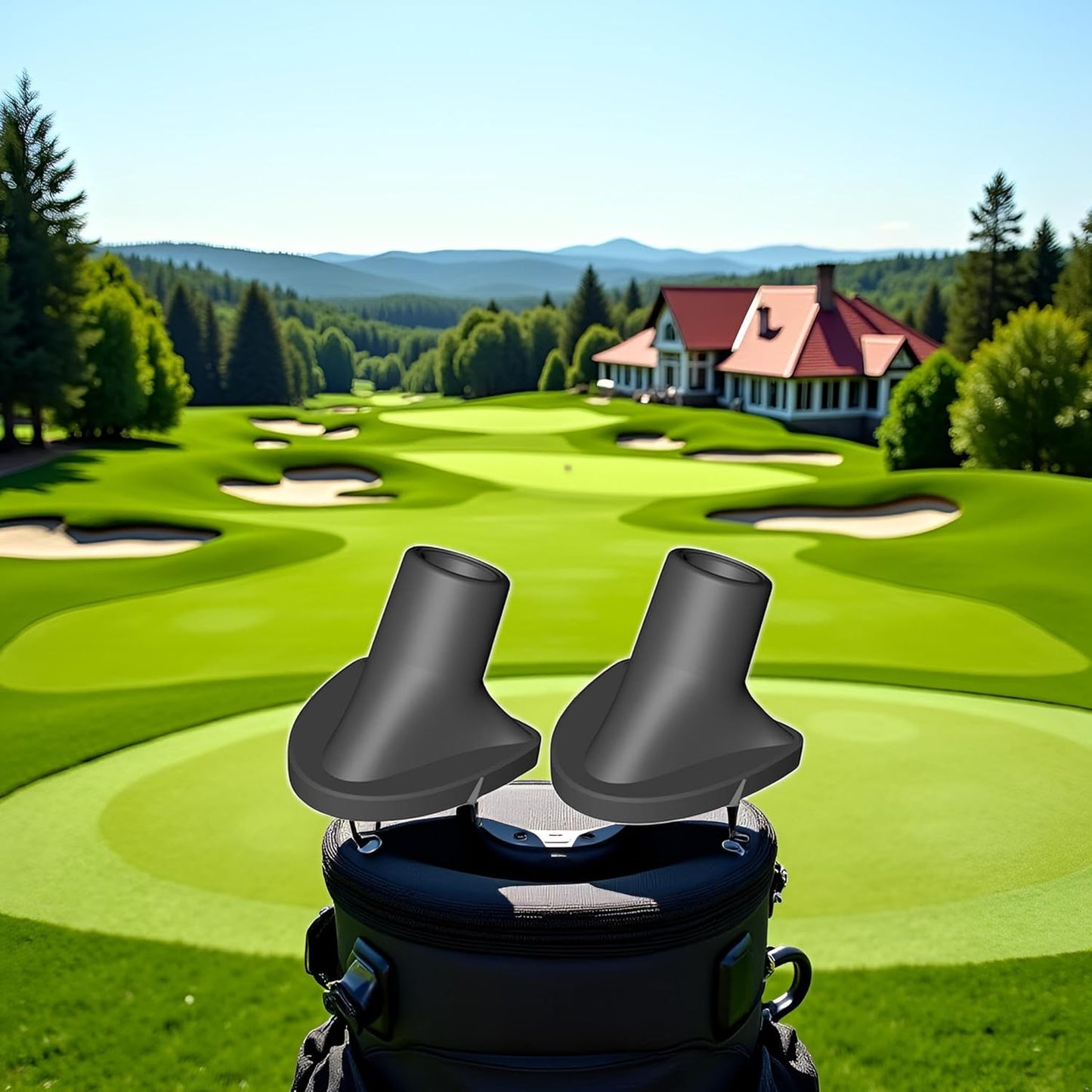 2 Pcs Black Golf Bag Stand Feet Replacement, Wear-Resistent Golf Bag Rubber Feet Replacement, Necessary Golf Club Bag Accessories Strong Grip, Easy to Install, Golf Club Bag Accessories