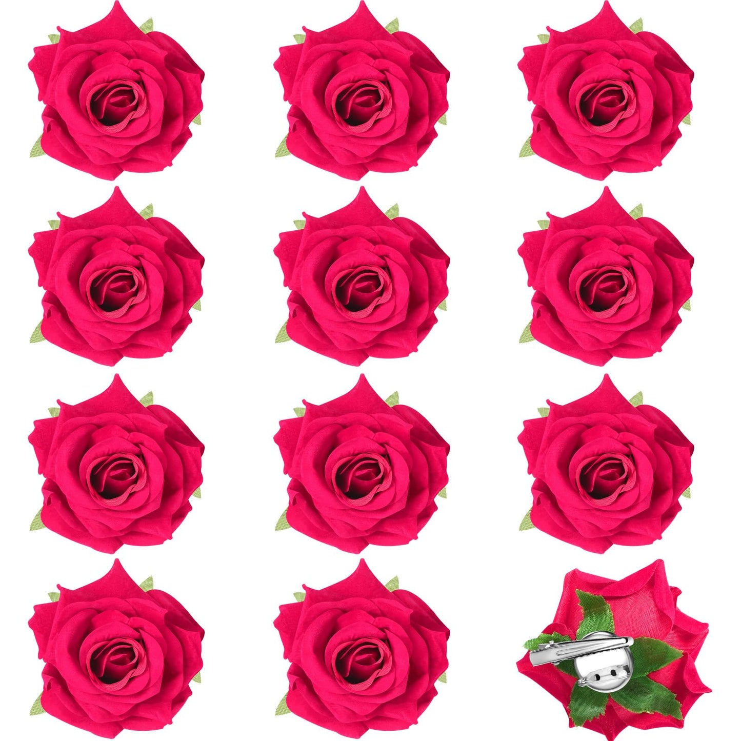 Yilloog 12 Pack Rose Hair Clip Flower 2.8 ' ' Hairpin Floral Brooch Floral Hairclips Mexican Flowers Hairpin Party Supplies for