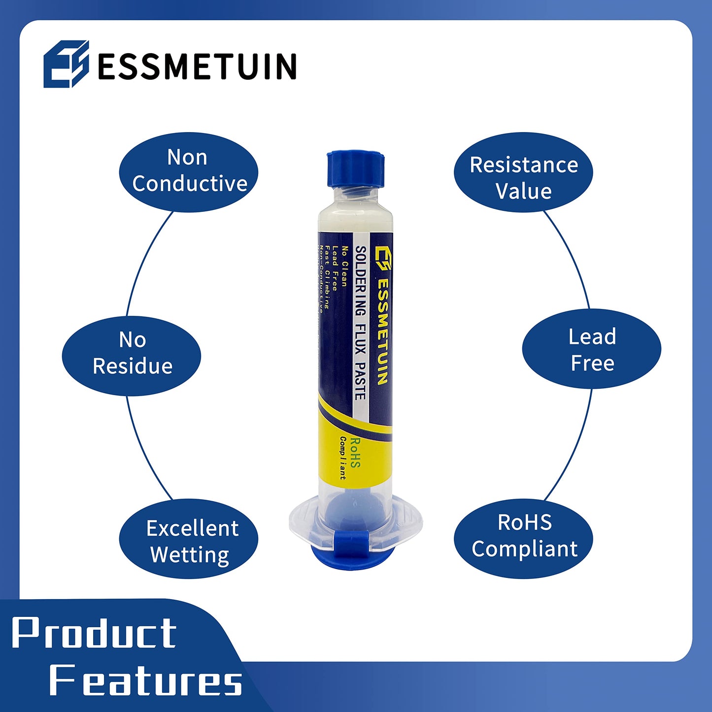 Sn42/Bi58 Lead Free Solder Paste (30g) & No Clean Soldering Flux(10cc) & Soler Wick for Electronic Soldering, SMD/SMT Remove