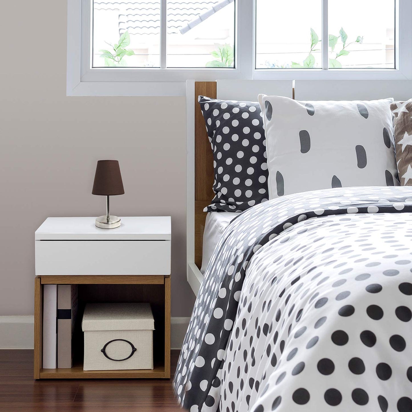Simple Designs Lt2013-Bwn Mini Table Lamp, Brown Metal With Fabric Shade