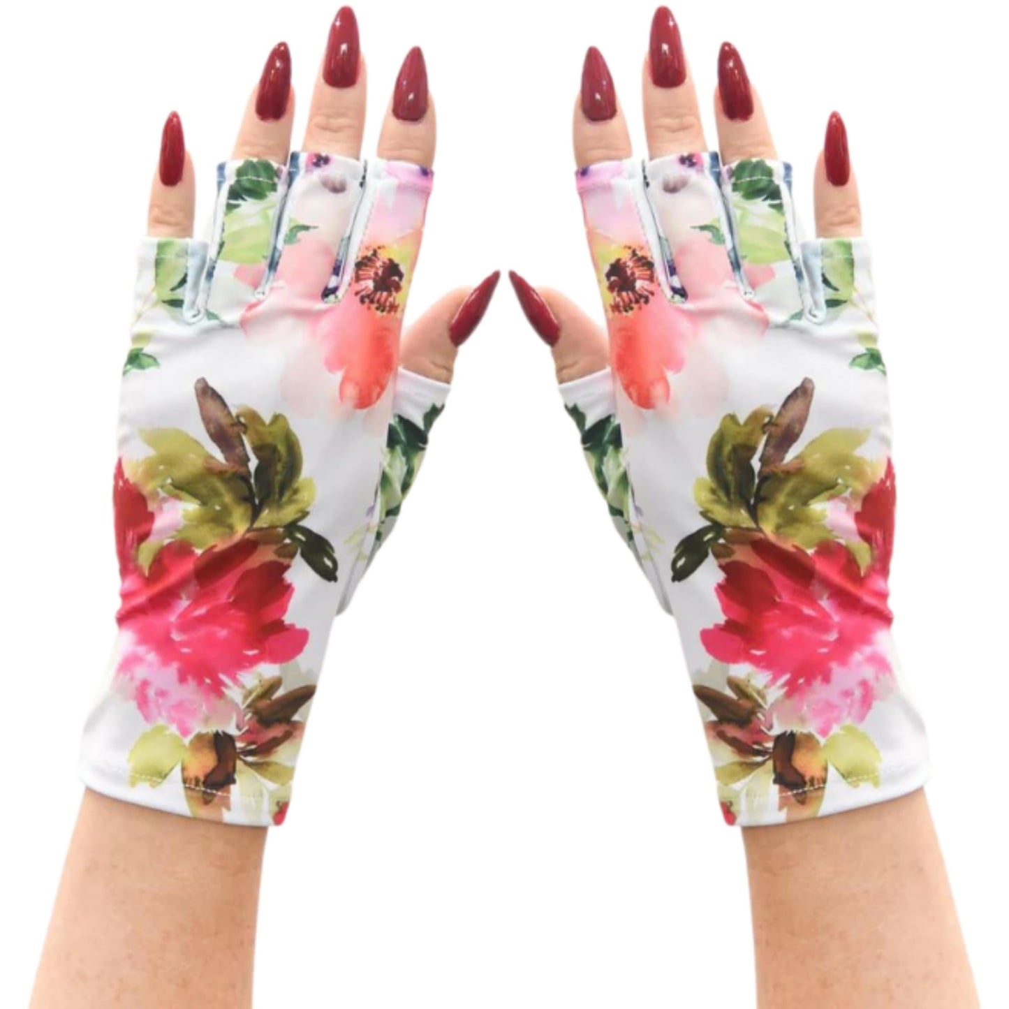 ManiGlovz Women's UV Protection Nail Gloves, Haute Hibiscus, One Size