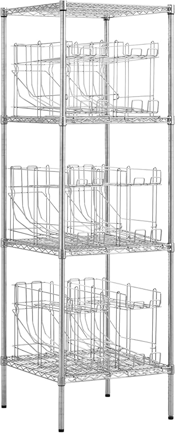 Commercial 24" x 36" Chrome Wire Shelf Kit with 6 Wire Can Racks (28W-672)
