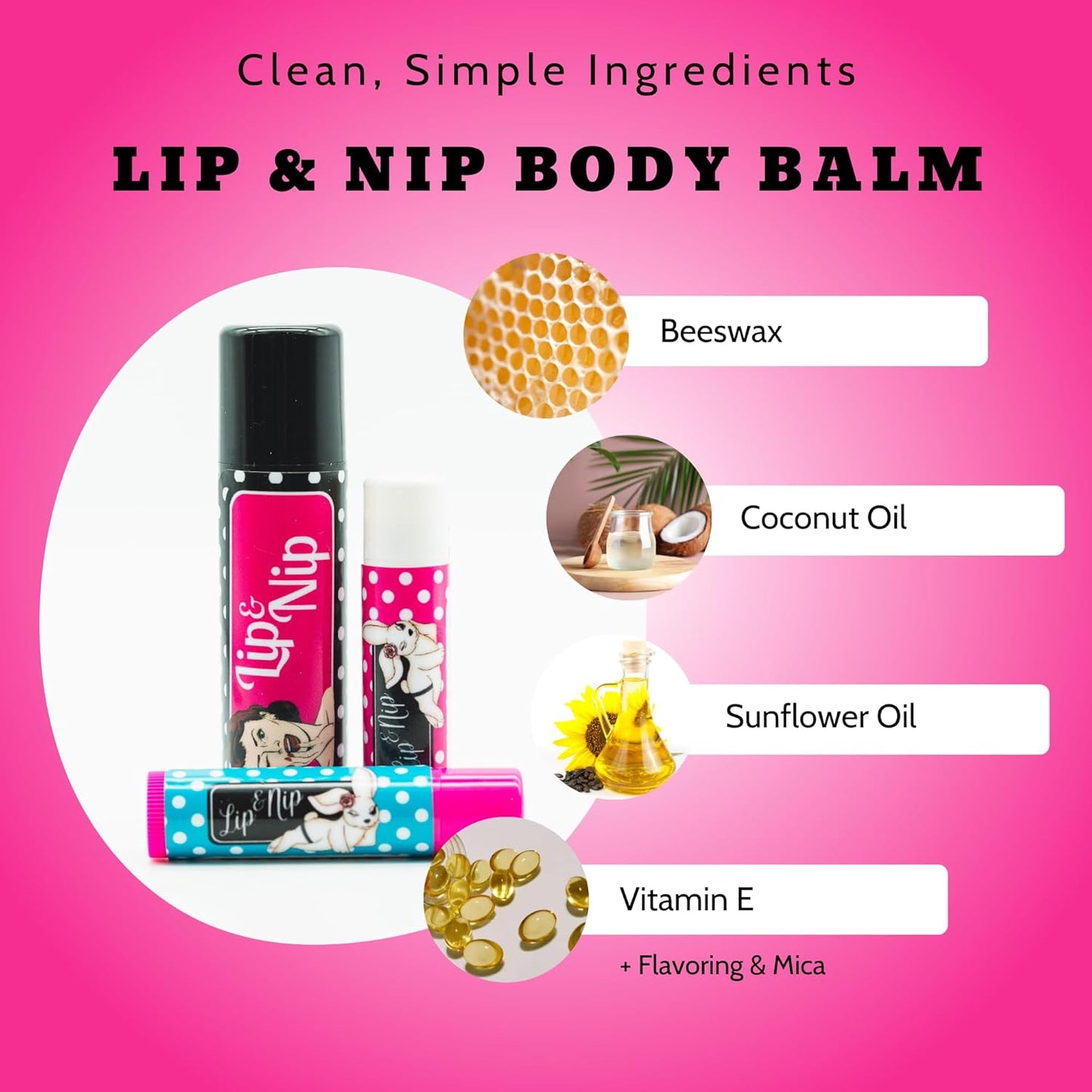 Berry Delightful “Dottie” Flavored Balms | Flavored Hydrating Lip Balm, Nipple Balm, and Full Body Balm | Lip Balm & Moisturizer and Intimacy Enhancer - Pack of 3