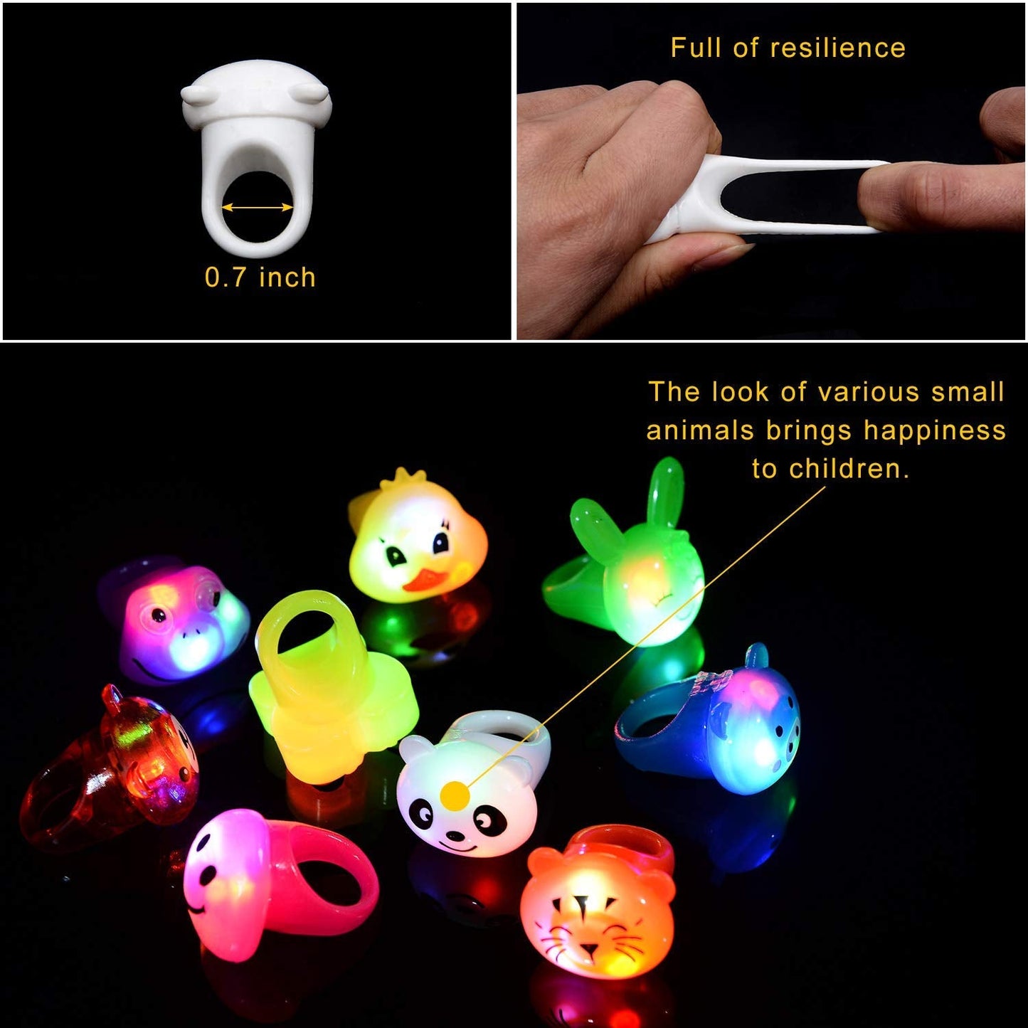 Mikulala 36 Pack Light Up Rings Glow in The Dark Party Supplies, Light up Party Favors, Goodie Bag Stuffers, Birthday Christmas