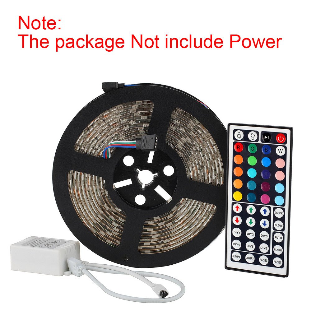 Supernight Led Strip Lights 16.4Ft Smd 5050 Waterproof 300Leds Rgb Flexible Led Light Strip Rope + 44Key Ir Remote Controller For Bedroom Tv Backlight Christmas (Not Include Power Adapter)