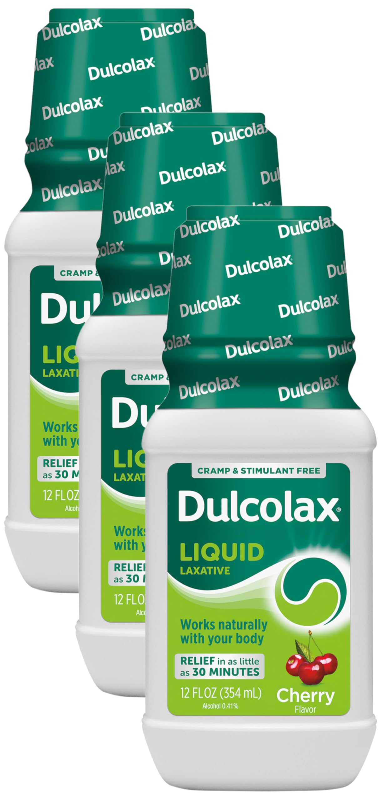 Dulcolax Liquid Laxative, Stimulant Free Laxative for Comfortable Relief, Cherry Flavor, 12 oz. (Pack of 3)