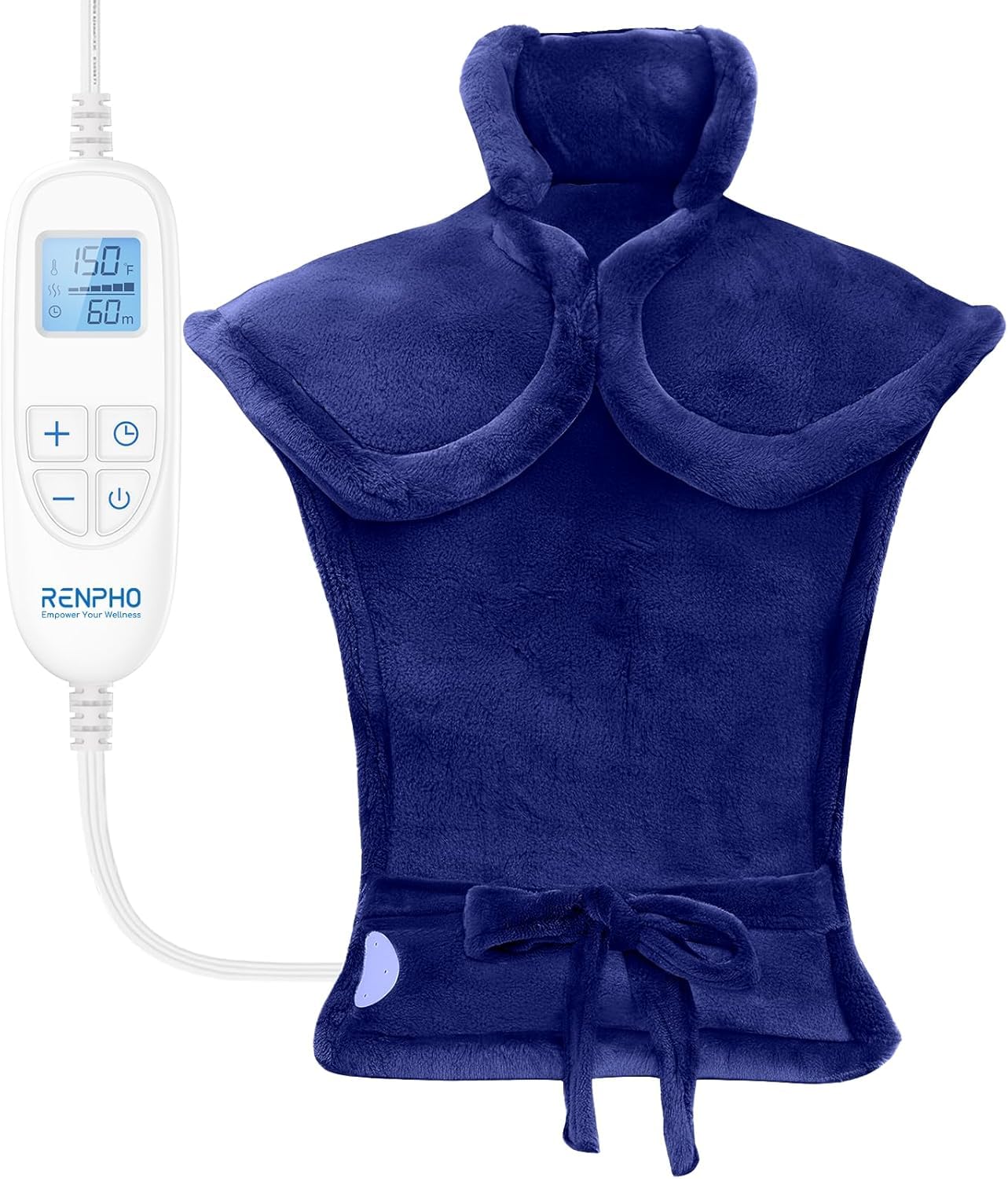 RENPHO Back Heating Pad for Back Pain Relief, Valentines Day & Birthday Gifts for Her Him Women Men Mom Dad, FSA Approved, Neck and Shoulder Heat Pad, Auto Shut Off, ETL Certified, 24"x33", Dark Blue