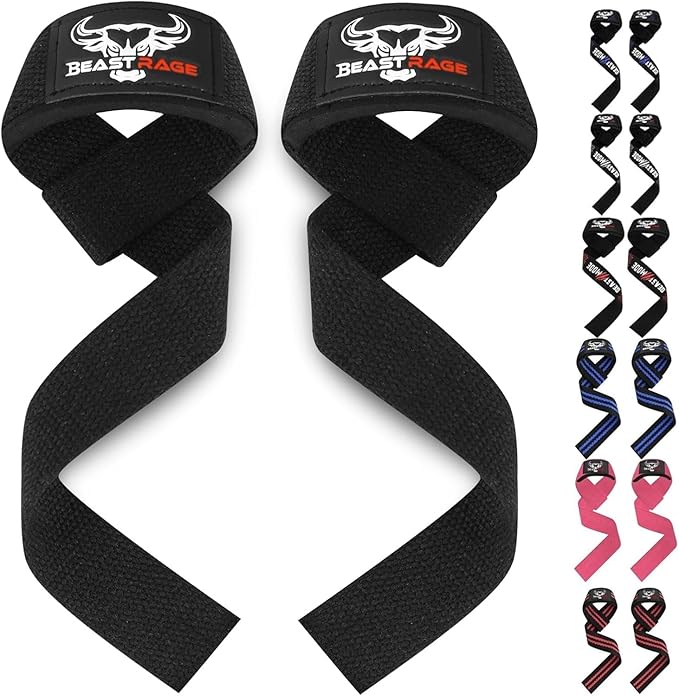 BEAST RAGE Lifting Wrist Straps for Weightlifting, Weight Lifting Straps Gym Grip Power Workouts Lifting Straps Padded Cot...