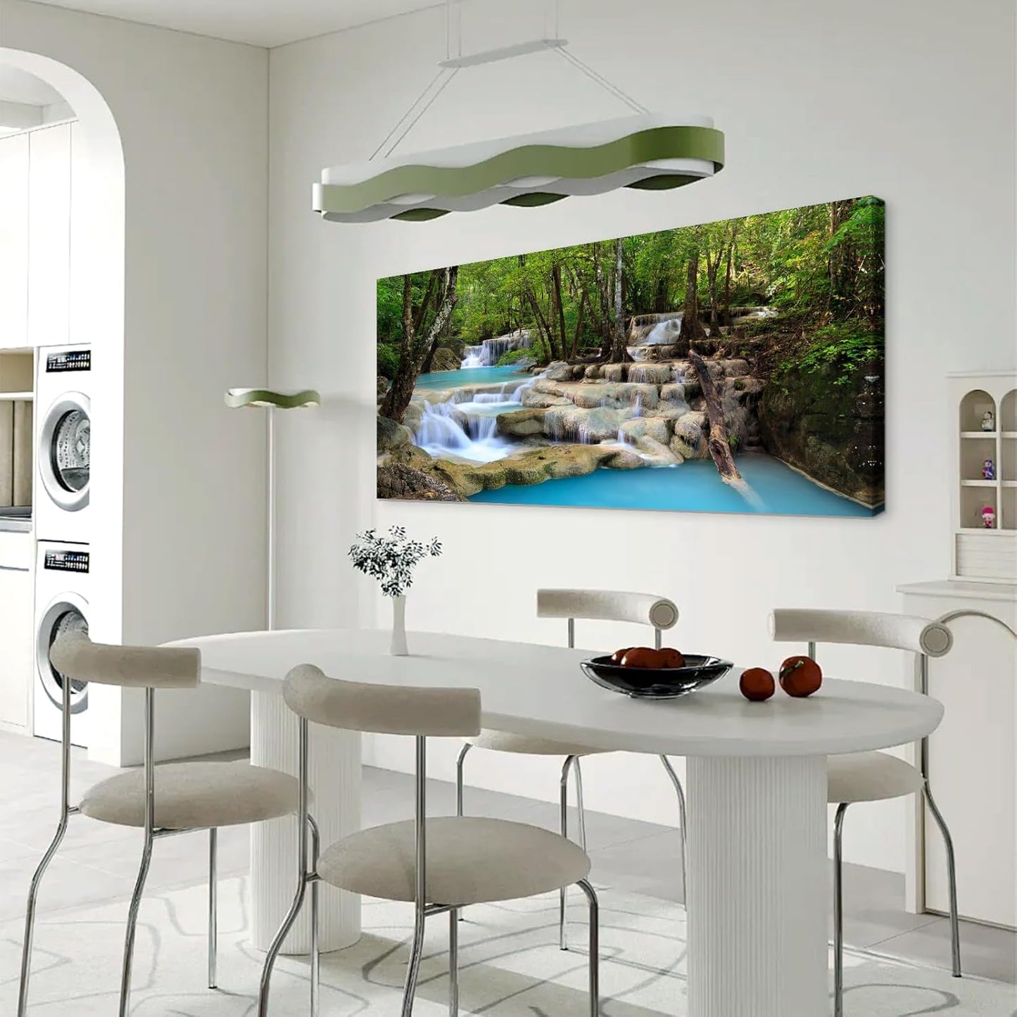 Cao Gen Decor Art S01598 1 Panels Wall Art Tropical Beautiful Waterfall Prints Light Green Forest Natural Picture Canvas Paintings Scenery Spring Summer Landscape for Home Wall Decor Artwork