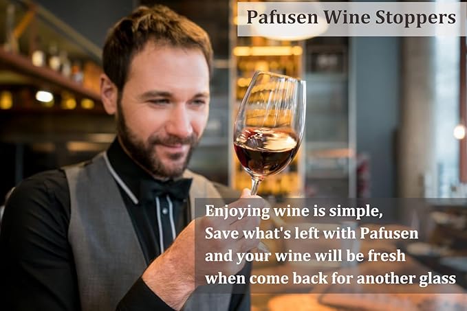 Pafusen Wine Stoppers Set of 2, Stainless Steel Wine Bottle Stopper with Silicone Seal, Reusable Wine Freshness Keep, Wine Saver Wine Bottle Sealer Stopper, Wine Accessories Gift (Polished)