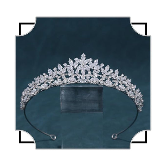 FASNAHOK Silver CZ Wedding Tiaras for Brides Floral Princess Crowns for Women Cubic Zirconia Bridal Headband Girls Sweet 1...