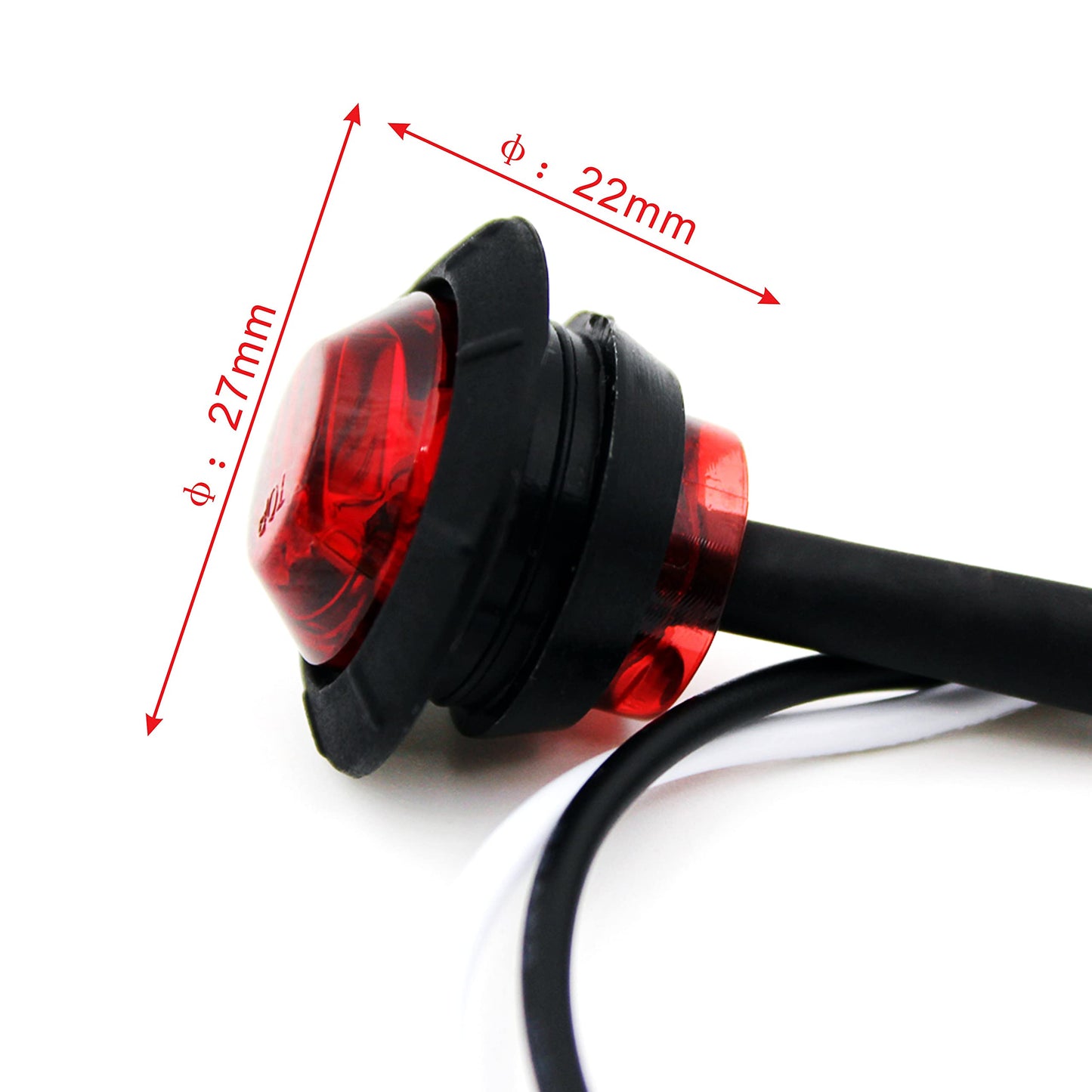 KEING 10 Pack Red LED Side Marker Lights for Truck Trailer RV Boat - 3/4 Inch Clearance Lights, 5 Year Warranty