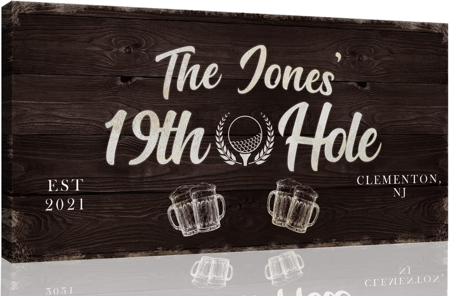 TAILORED CANVASES Golf Art Decor - Personalized Vintage Golf Wall Art Sign for Man Cave, Bedroom, Basement, Home Bar and Custom Gift for Husband, Dad, Wedding & Anniversary - 19th Hole Sign, 20"x10"