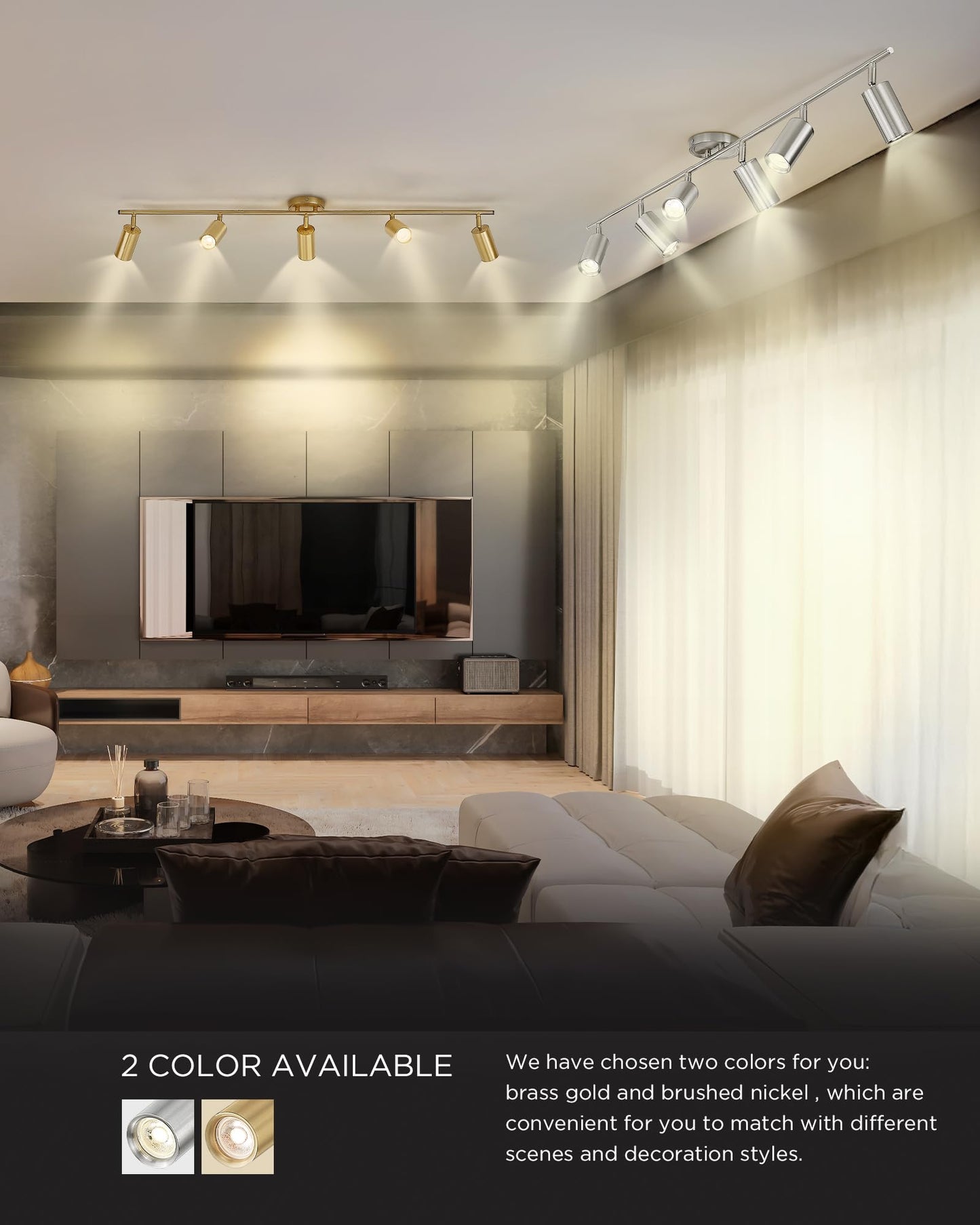 Femila Modern Ceiling Track Lighting  43 Track Light Fixture  3000K Led Bulbs Included  4Fs84Tl-5 Bg