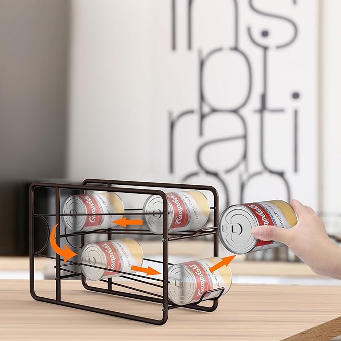 MOOACE Can Organizer for for Pantry, Stackable Soda Can Dispenser Canned Food Storage, Kitchen Cabinet Fridge Beverage Cans Holder, 4 Pack, Bronze
