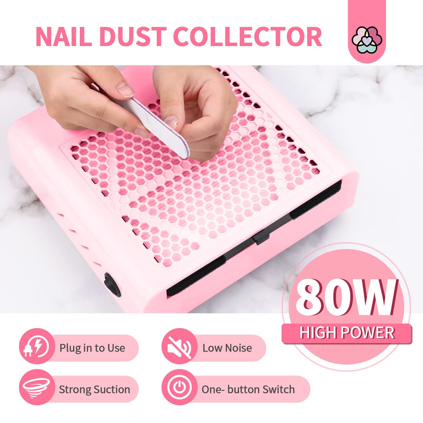 SAVILAND 80W Nail Dust Collector: New Pro - Superior Vacuum Machine Ultimate Upgrade Dust Collector Nail Tech Enhanced Quiet & C