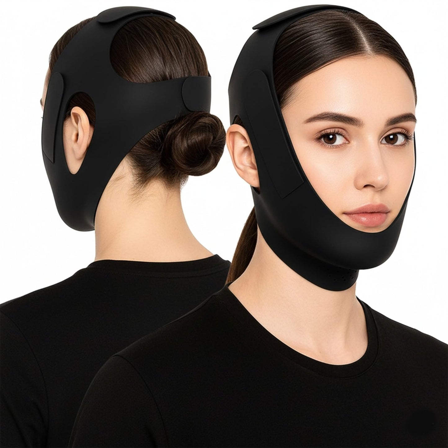 JetFresh Chin Strap for Sleeping and Snoring - Black Anti Snoring Device for Men and Women, Breathable and Skin-Friendly Snore Stopper with Adjustable Fit That Holds Jaw in Place & Supports CPAP Users