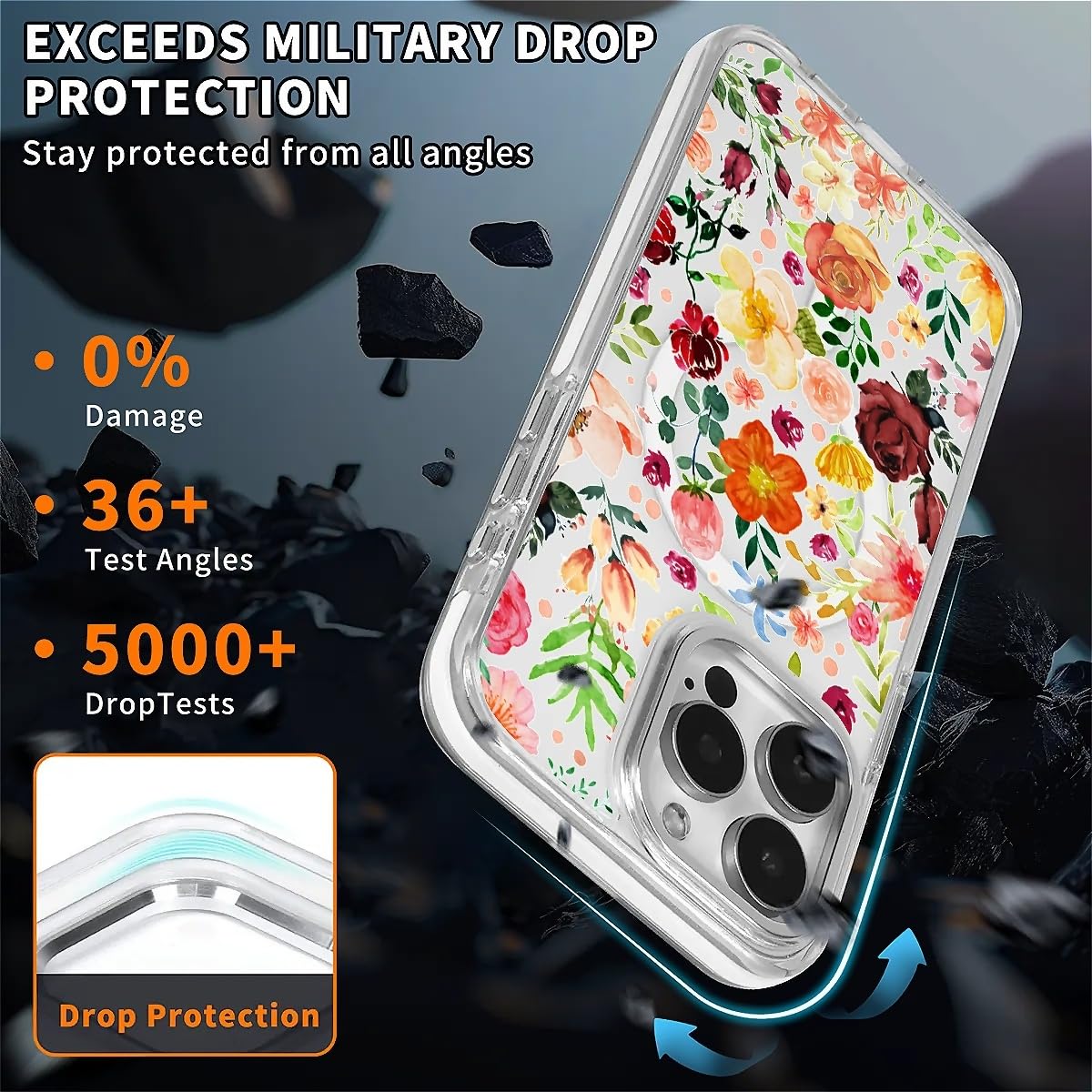 Okbuok For Iphone 14 Pro Max Case [Compatible With Magsafe],Girls Women Clear Magnetic Case Silicone Shockproof Protective Cover
