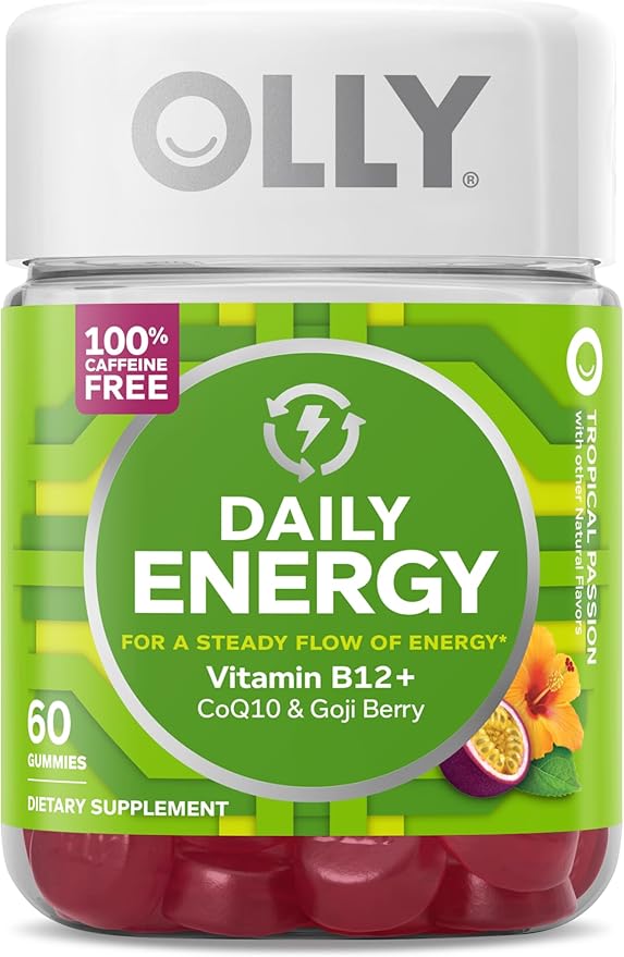 OLLY Hello Happy Gummy Worms Mood Balance Support with Vitamin D, Saffron - 90 Count and Daily Energy Gummy with Vitamin B12, CoQ10, Goji Berry - 60 Count