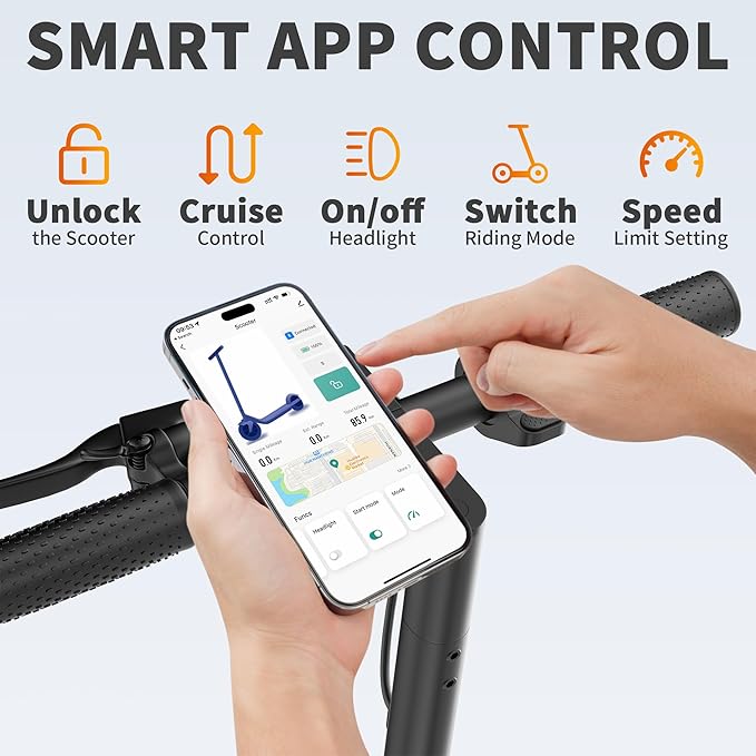 Electric Scooter Adults 8.5", Foldable Solid Tires E Scooter with Dual Suspension, 16 Mph, 350W Motor, Kick Scooters Max 16 Miles Long Range for Commuting, Electric Scooter for Adults, APP Control