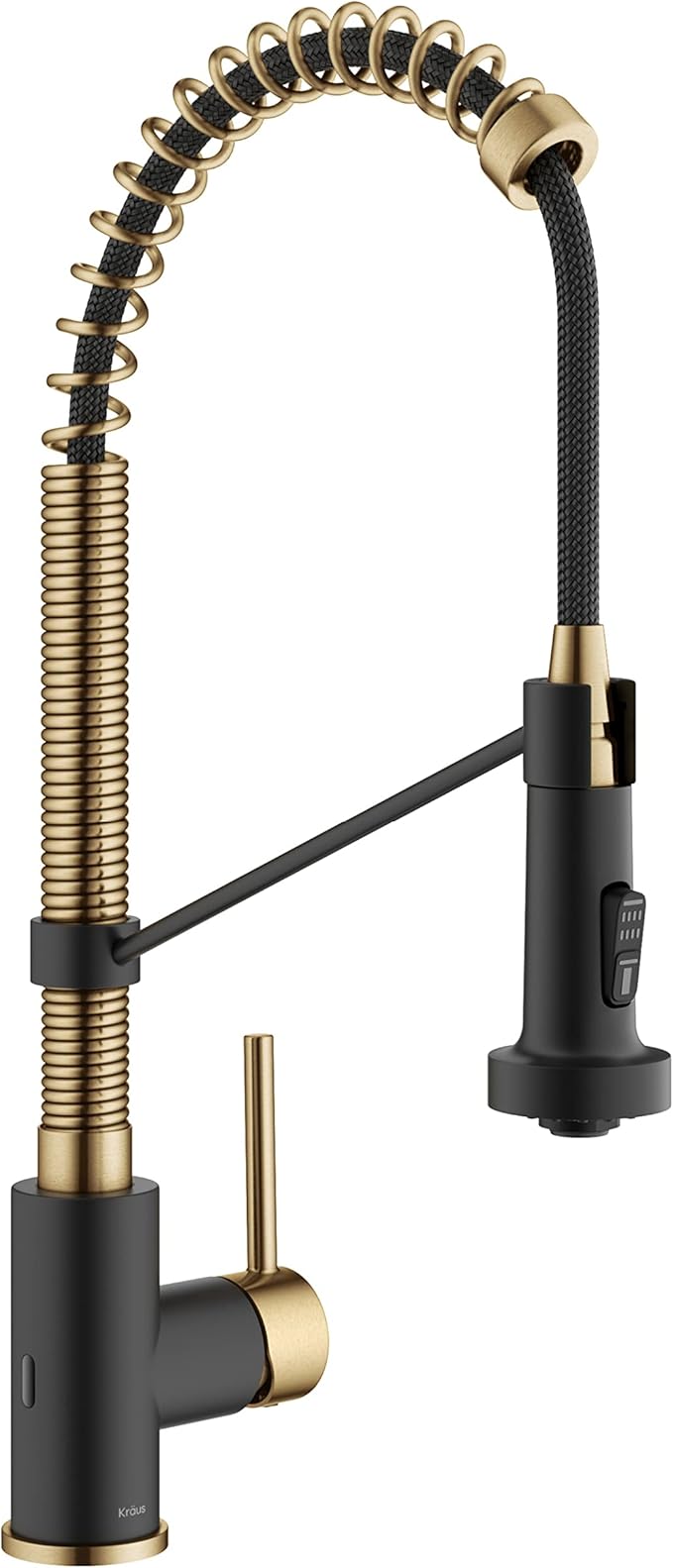 KRAUS Bolden Touchless Sensor Commercial Style 2-Function Single Handle Pull-Down Kitchen Faucet in Brushed Brass / Matte Black, KSF-1610BBMB