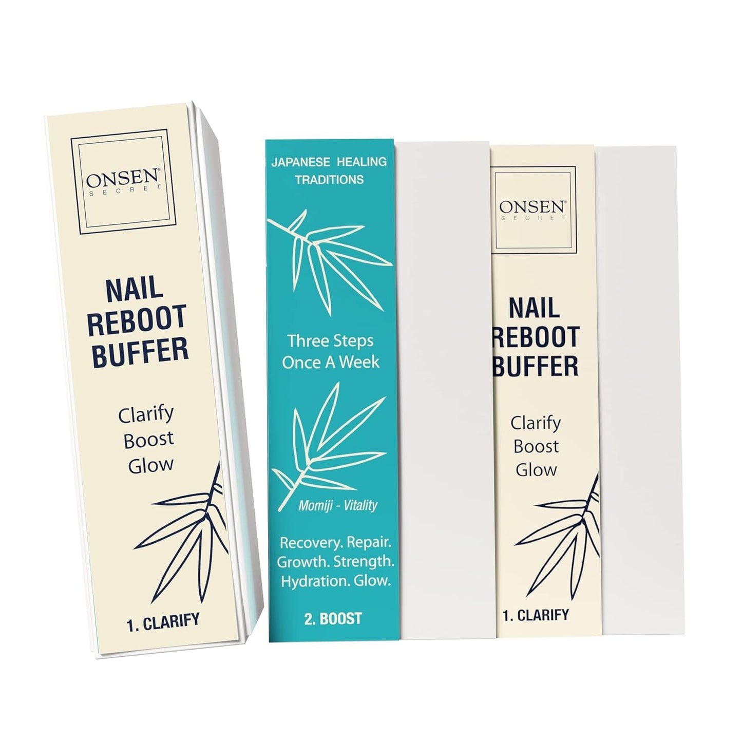 Professional Nail Buffer Block | Ultimate Shine Nail Buffing Block w/ 3 Way Buffing Methods & Replacement Buffer Pads | Japanese Buffer Block + 6 Replacement Buffer Pads Bundle by Onsen