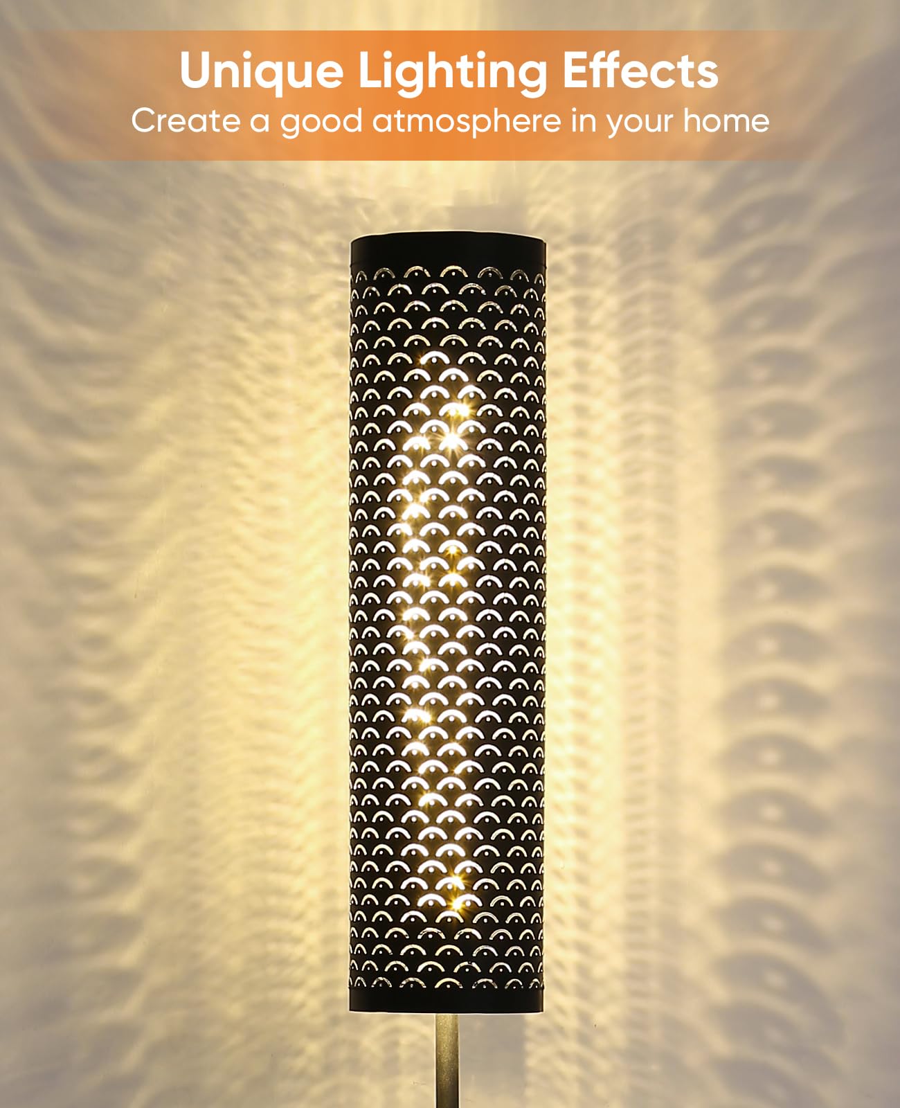 VOUTOOR Industrial Modern Floor Lamp, Dimmable, Remote Control, Fabric Shade, Black, Model FL241008