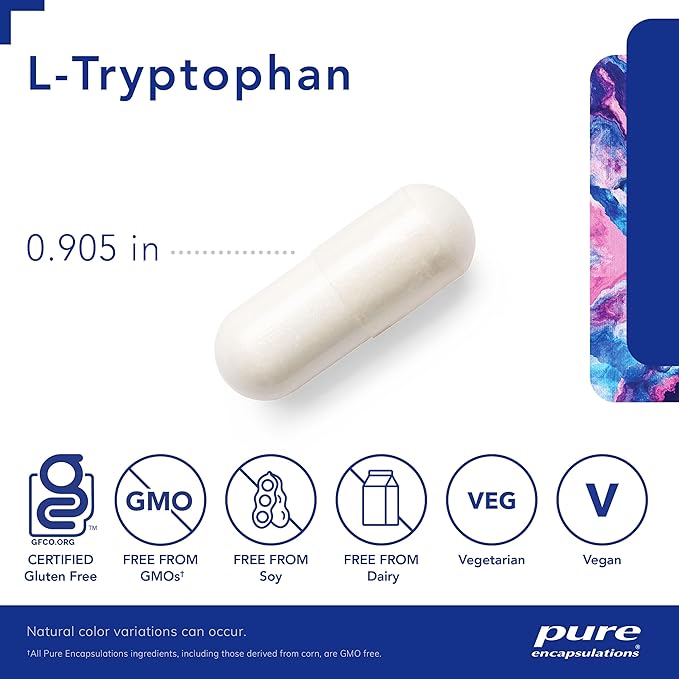 Pure Encapsulations L-Tryptophan | Amino Acid Supplement for Relaxation, Serotonin Support, PMS, and Sleep* | 180 Capsules
