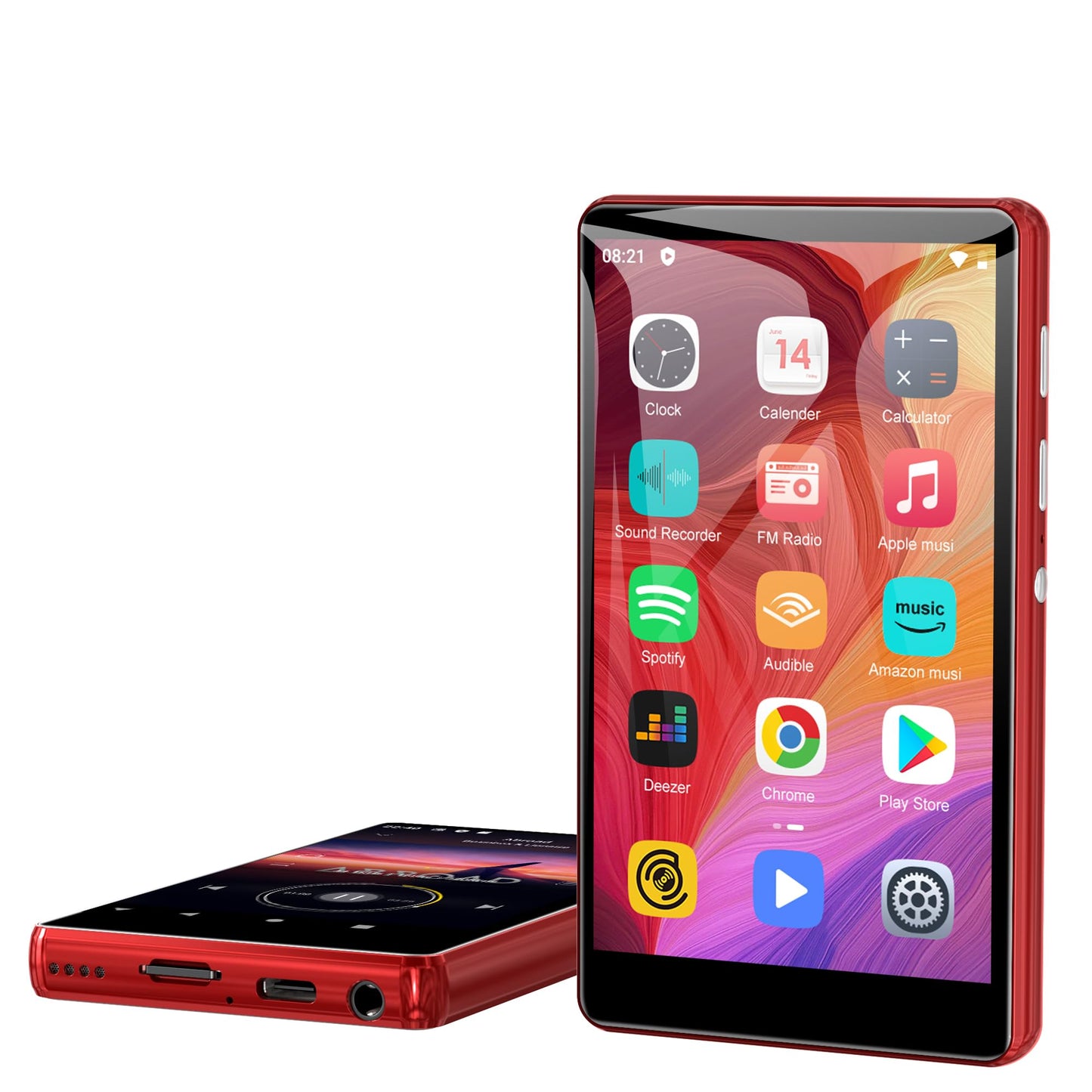 80GB MP3 Player with Spotify  SWOFY M503 Pro MP3 & MP4 Player with Bluetooth and WiFi Pandora Amazon Music  4 Touch Screen Music Player with Audible  Audiobooks Up to 512GB Red-New
