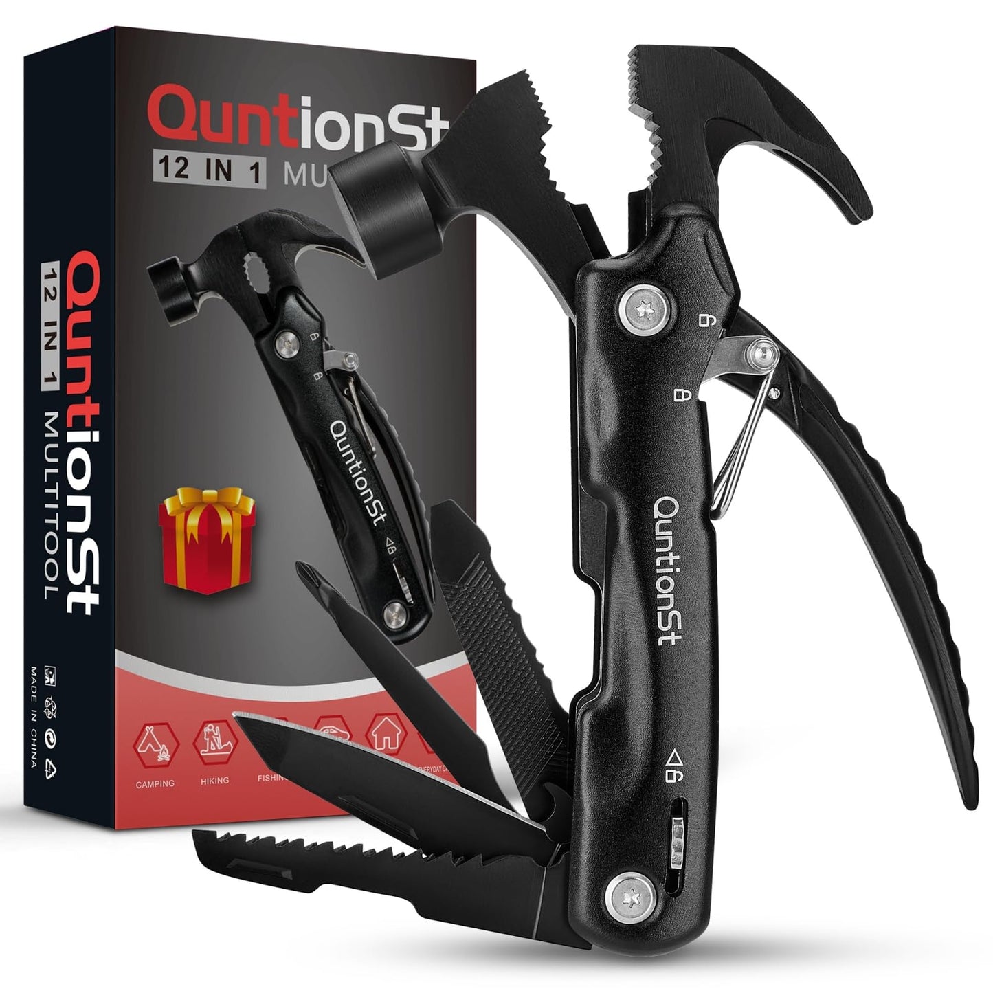 Gifts for Men,12-in-1 Hammer Multitool, Stocking Stuffers for Men,Christmas Stocking Stuffers for Adults Dad Husband Boyfriend, Camping Essentials Mens Gift for Him, Birthday Gift Idea,Mini Multi Tool