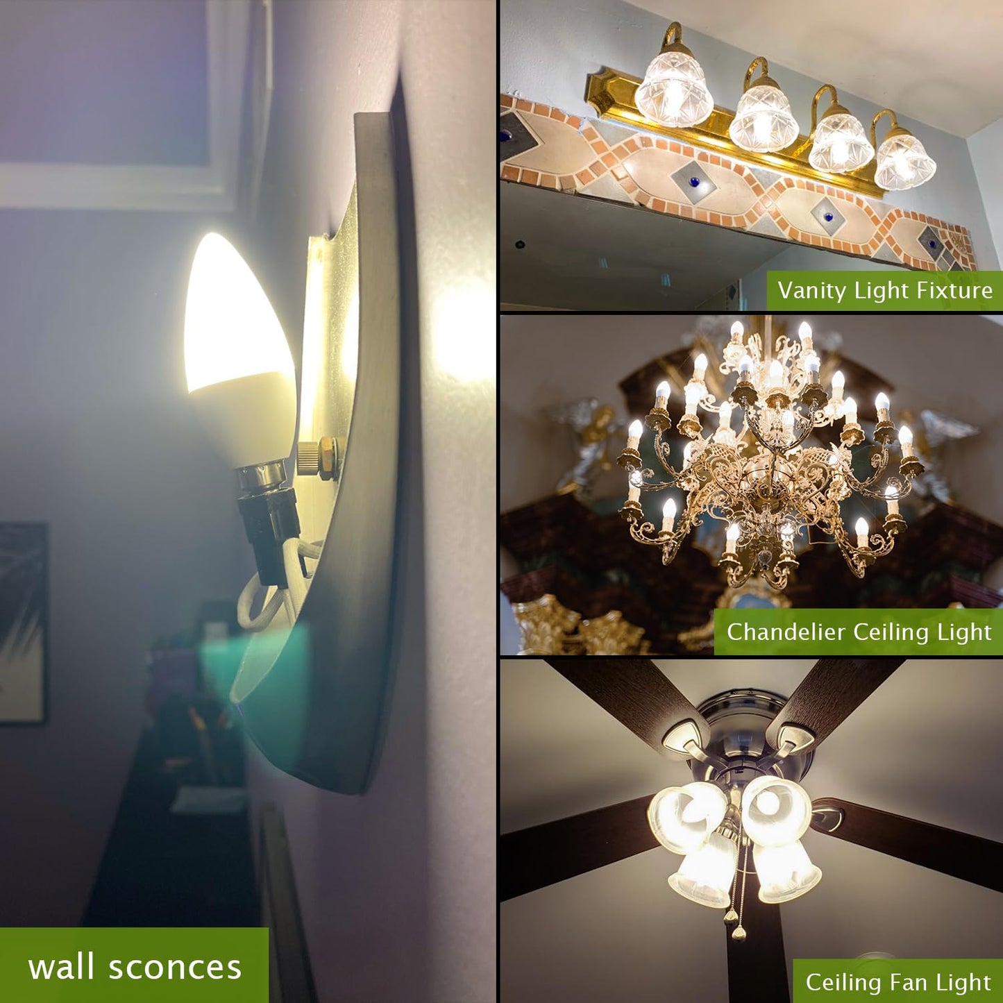 Giovar Led Candelabra Light Bulb 60 Watt Equivalent  4000K Natural White  Light Bulbs For Chandelier  E12 Small Base  120V  B10  Non-Dimmable  Pack Of 4