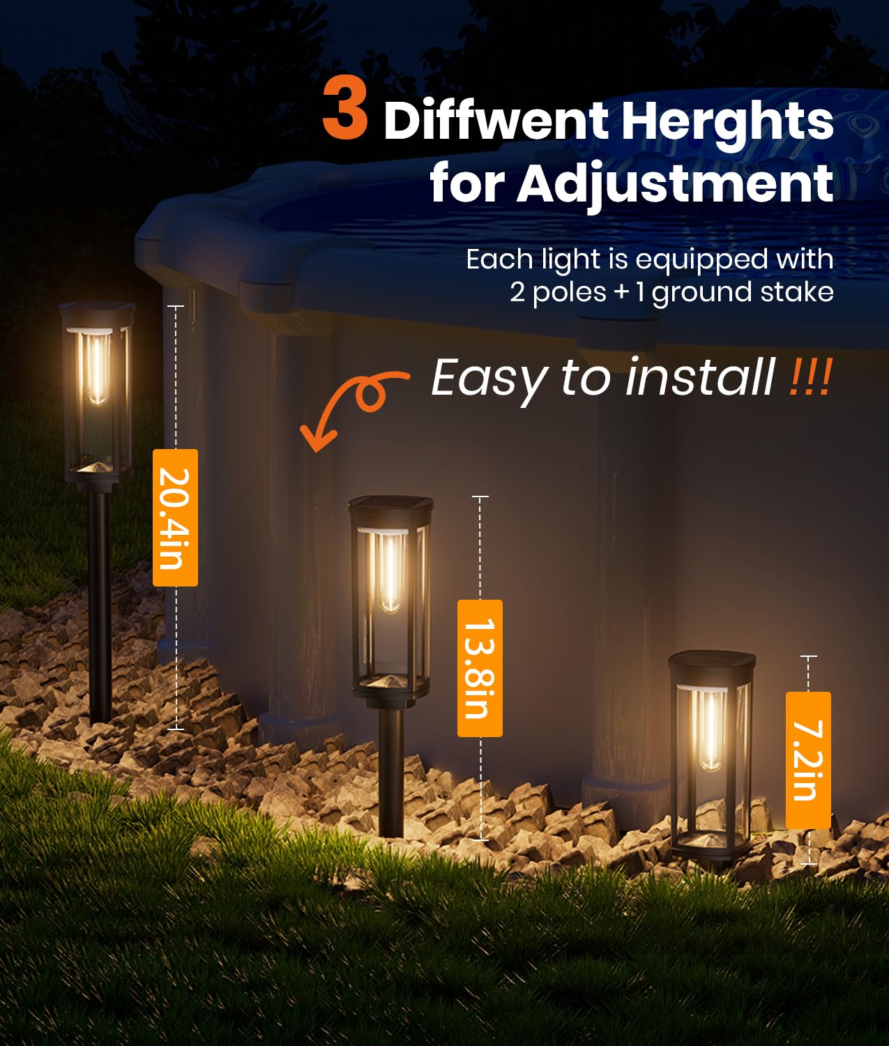 ALFIOT Solar Pathway Lights Outdoor Solar Lights Outdoor, IP65 Waterproof Auto On/Off Solar Garden Lights Solar Powered Landscape Lighting for Yard Walkway Driveway Pathway (Warm White, 6pack)