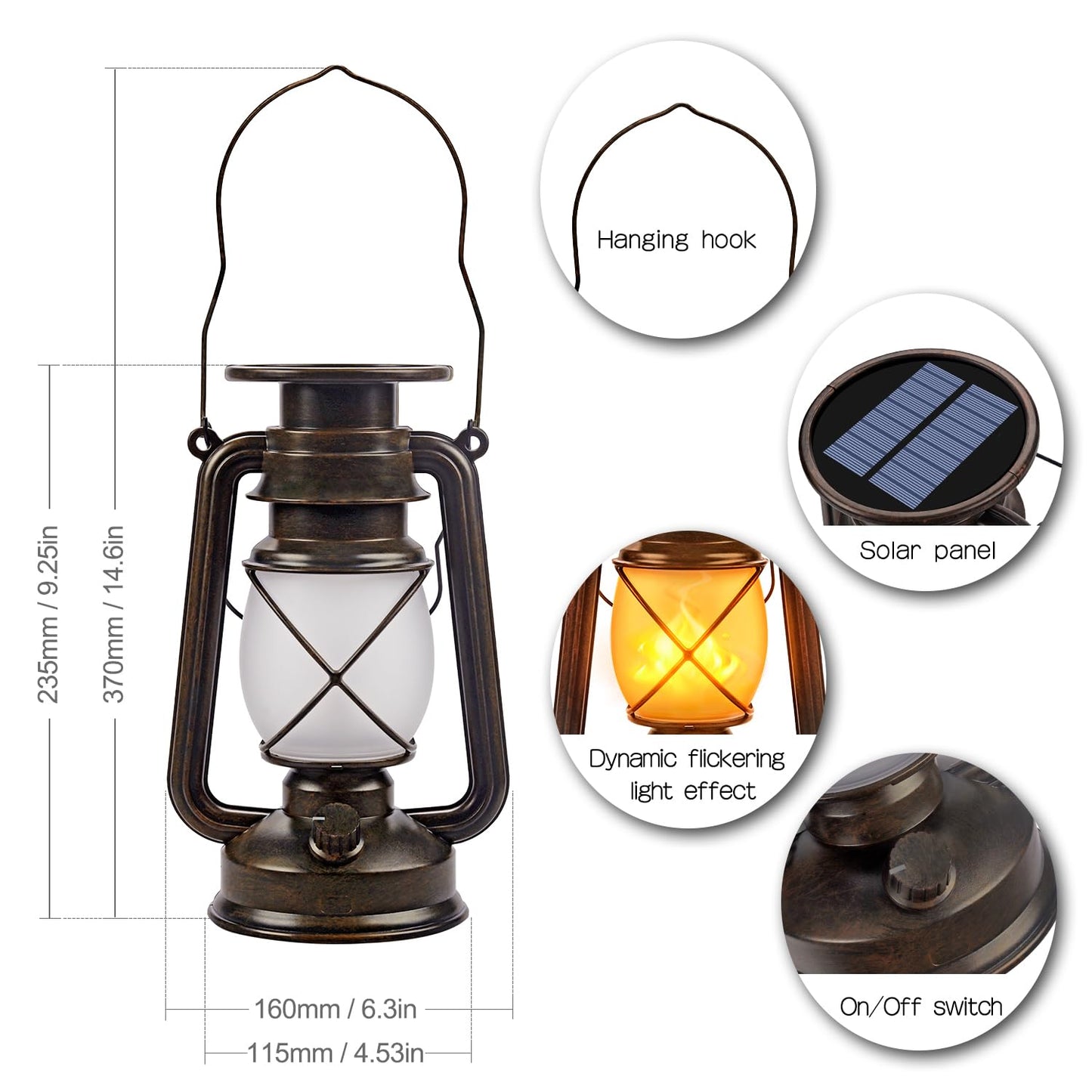 Marlrin Solar Lanterns - Outdoor Hanging Led Lights, Waterproof, 2 Pack, Bronze, Model Lvf-12-Ms-C, Perfect For Patio, Garden, And Yard Decor