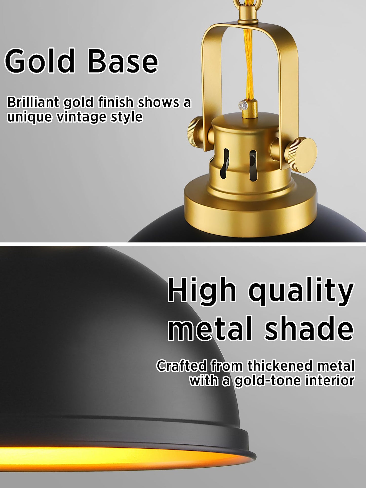 Mgcanyu Farmhouse Black And Gold Pendant Lights Kitchen Island  Matte Black Dome Pendant Lighting Gold Vintage Metal Hanging Ceiling Light Fixture For Living Dining Room Restaurant Entrance Sink