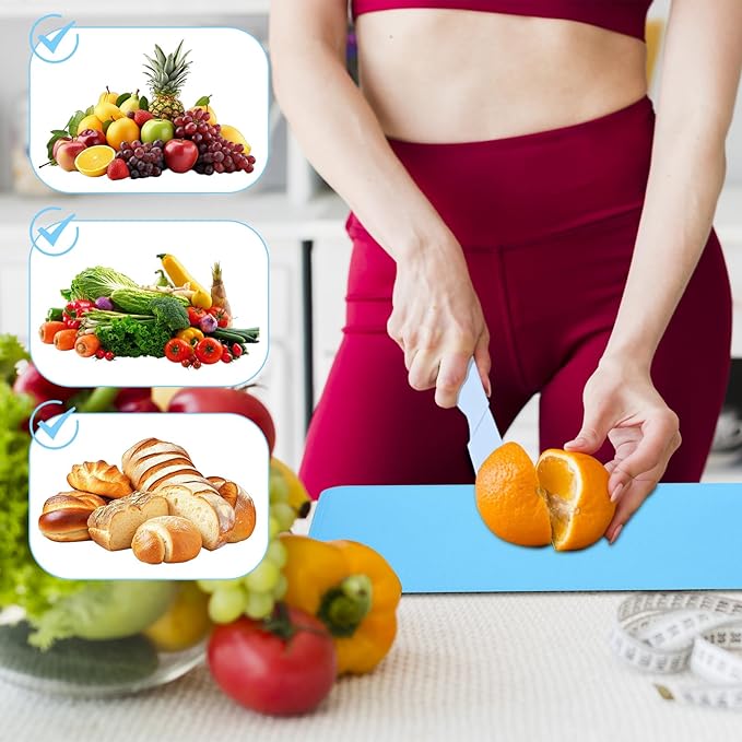 6 Pack Cutting Board Silicone Set, Silicone Cutting Mat For Kitchen, Flexible & Non-Slip, Bpa Free, Dishwasher Safe, Bonus 2 Plastic Knives + 2 Forks(Green And Blue)