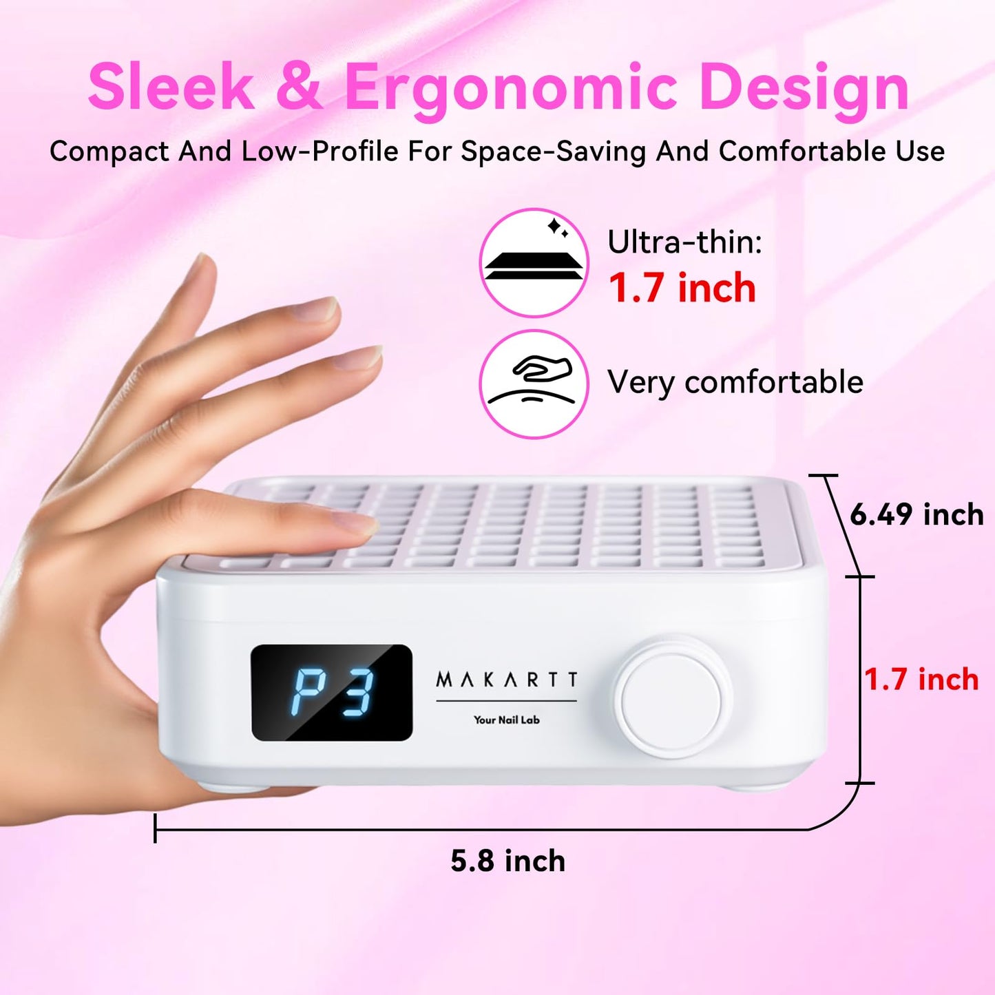 Makartt Professional Nail Dust Collector - Powerful Dust Collector Nail Tech Quite Suction Machine for Acrylic Nails Manicure &
