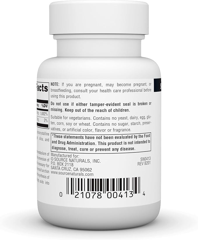Source Naturals Vitamin B-6 100mg, Immune System Support, 100 Tablets