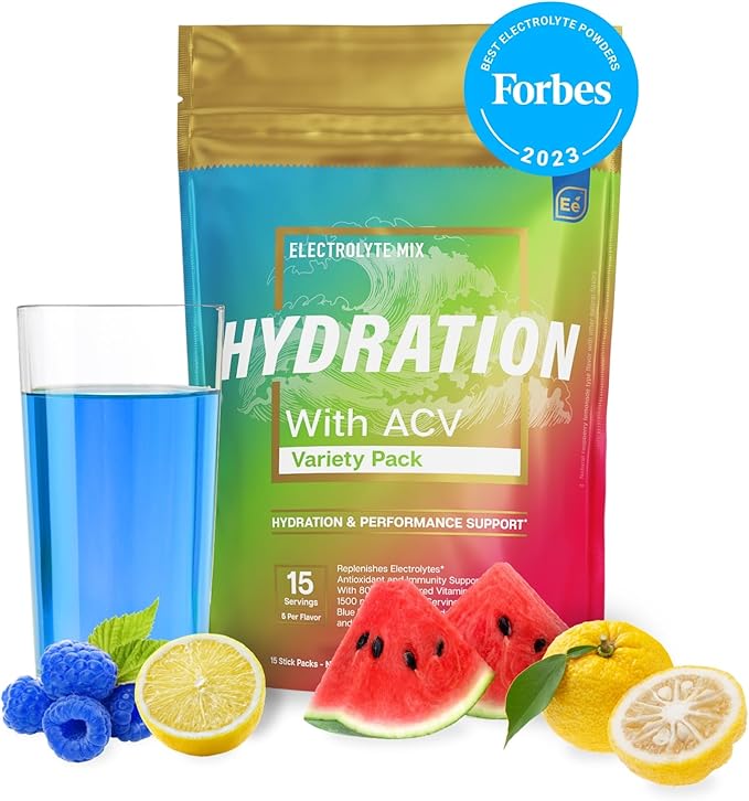 Essential Elements Hydration Packets - Variety Pack - Sugar Free Electrolytes Powder Packets - 15 Stick Packs of Electroly...
