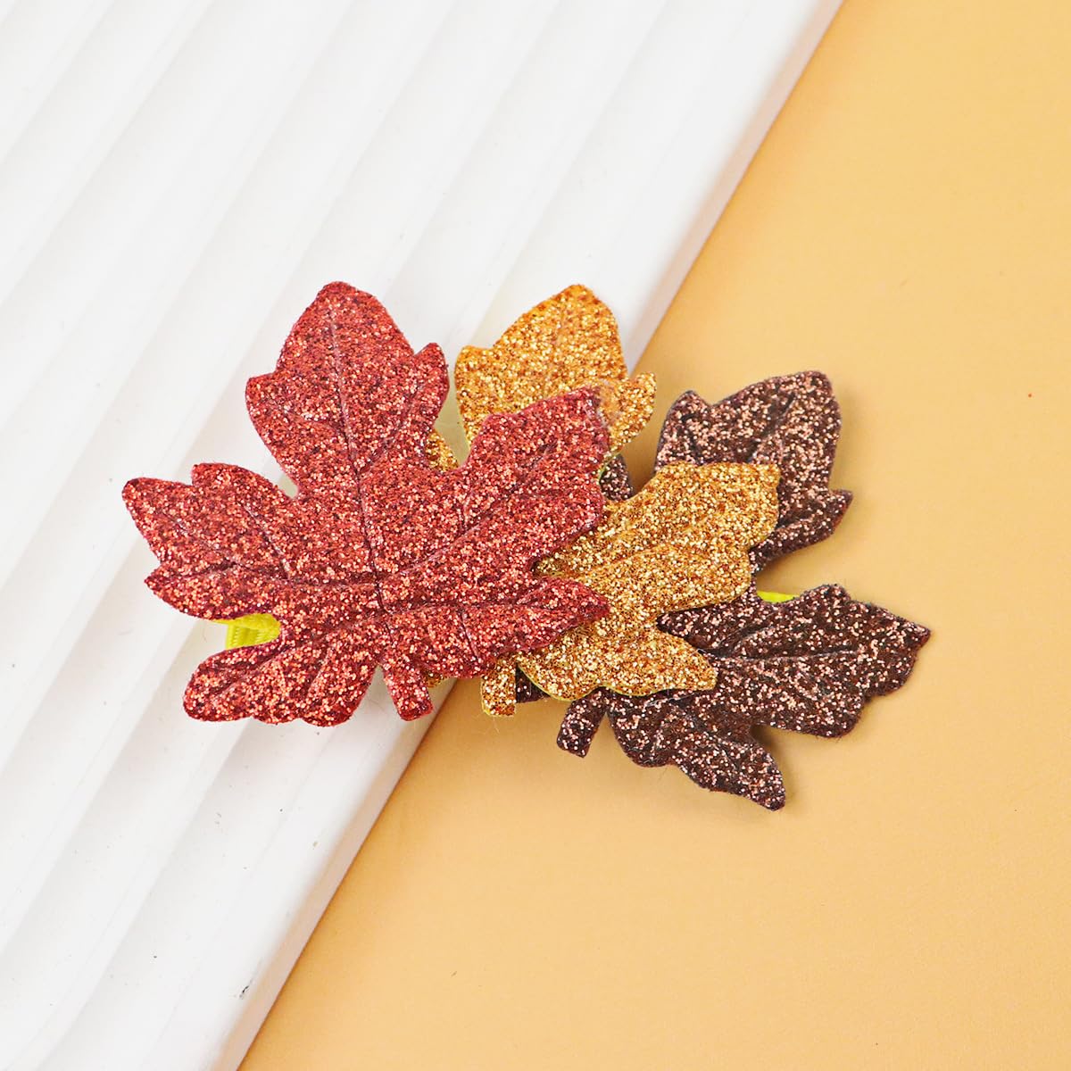Fall Hair Clips for Women Girls Glitter Maple Leaf Hair Accessories Autumn Cute Barrettes Thanksgiving Orange Gold Leaves Hairpi