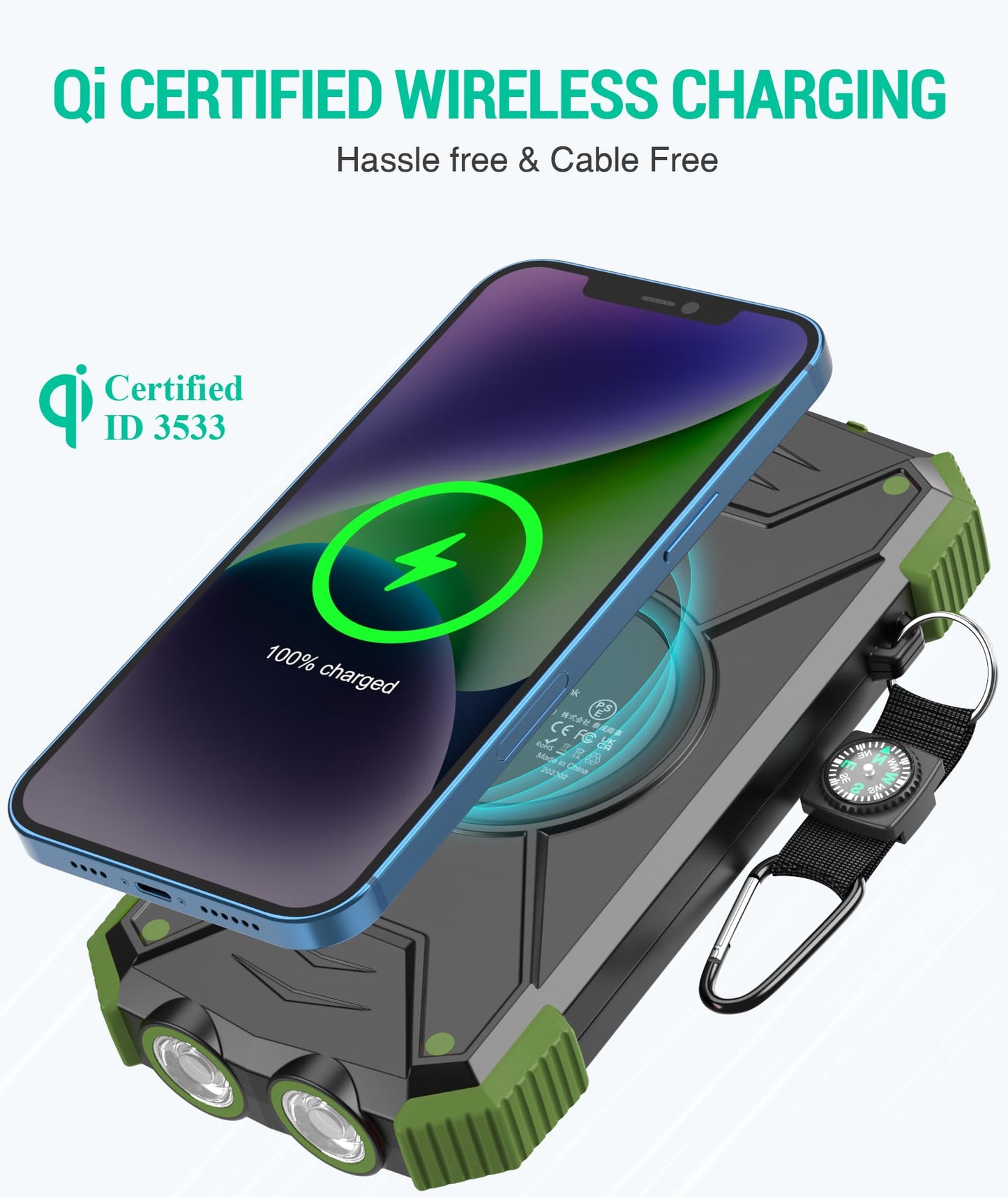 Blavor Solar Charger Power Bank 10,000Mah, Portable Wireless Charger, 20W Fast Charging External Battery Pack With Usb C For Cel