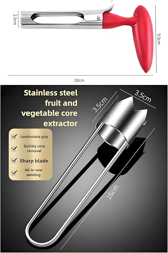 Fruit and Vegetable Corer Pepper Seed Apple Remover Bell Pepper Tomato Corer Tool Stainless Steel Kitchen Gadget (Pepper Apple Strawberry corer)