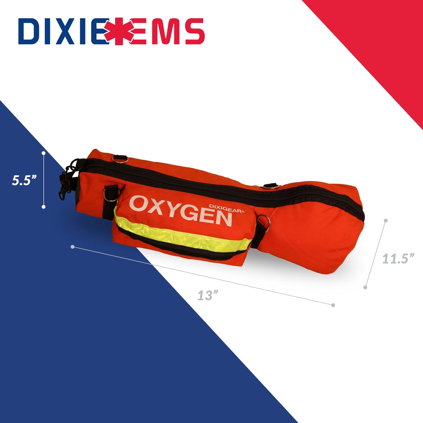 Dixie Ems O2 Shoulder Bag for D Size O2 Cylinder and Supplies, Oxygen Tank Carry Pack with Padding