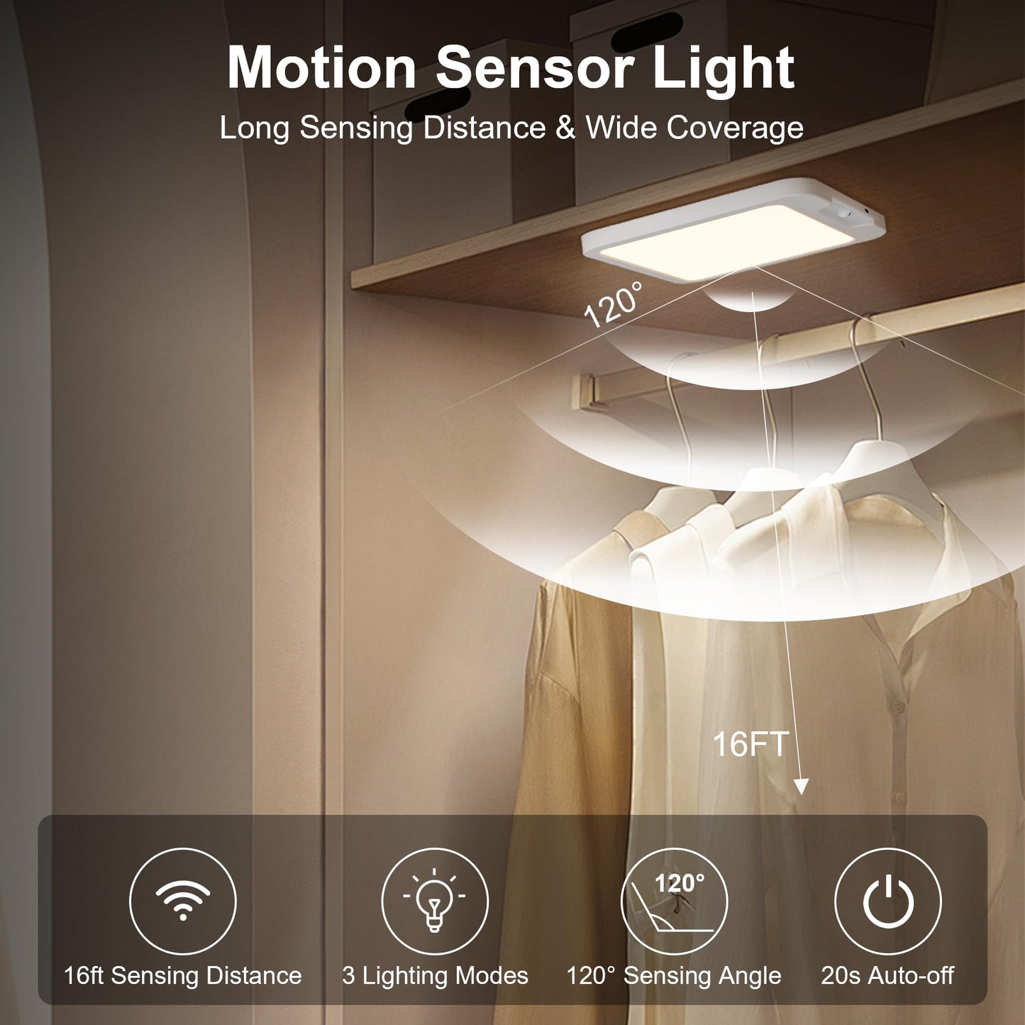 Fussion Rechargeable Ceiling Light With Remote  Battery Operated Closet Lights Motion Sensored  3 Color Temperatures Magnetic Mount Led Shower Lighting For Indoor Pantry Hallway Garage