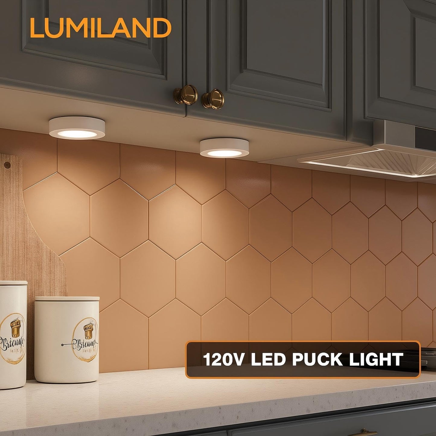 Lumiland Wired Led Puck Lights (2.7Wx3) Plug-In Lighting Natural White (4000K)  Led Cabinet Light For Kitchen Can Be Surface Mount Or Recess Mount  White